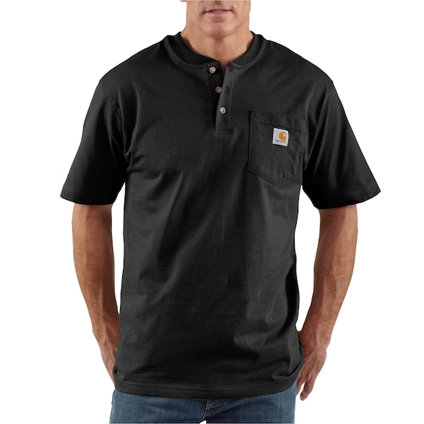 Carhartt Loose Fit Heavyweight Short-Sleeve Pocket Henley T-Shirt, Black, Medium, REG K84-BLKMREG - main